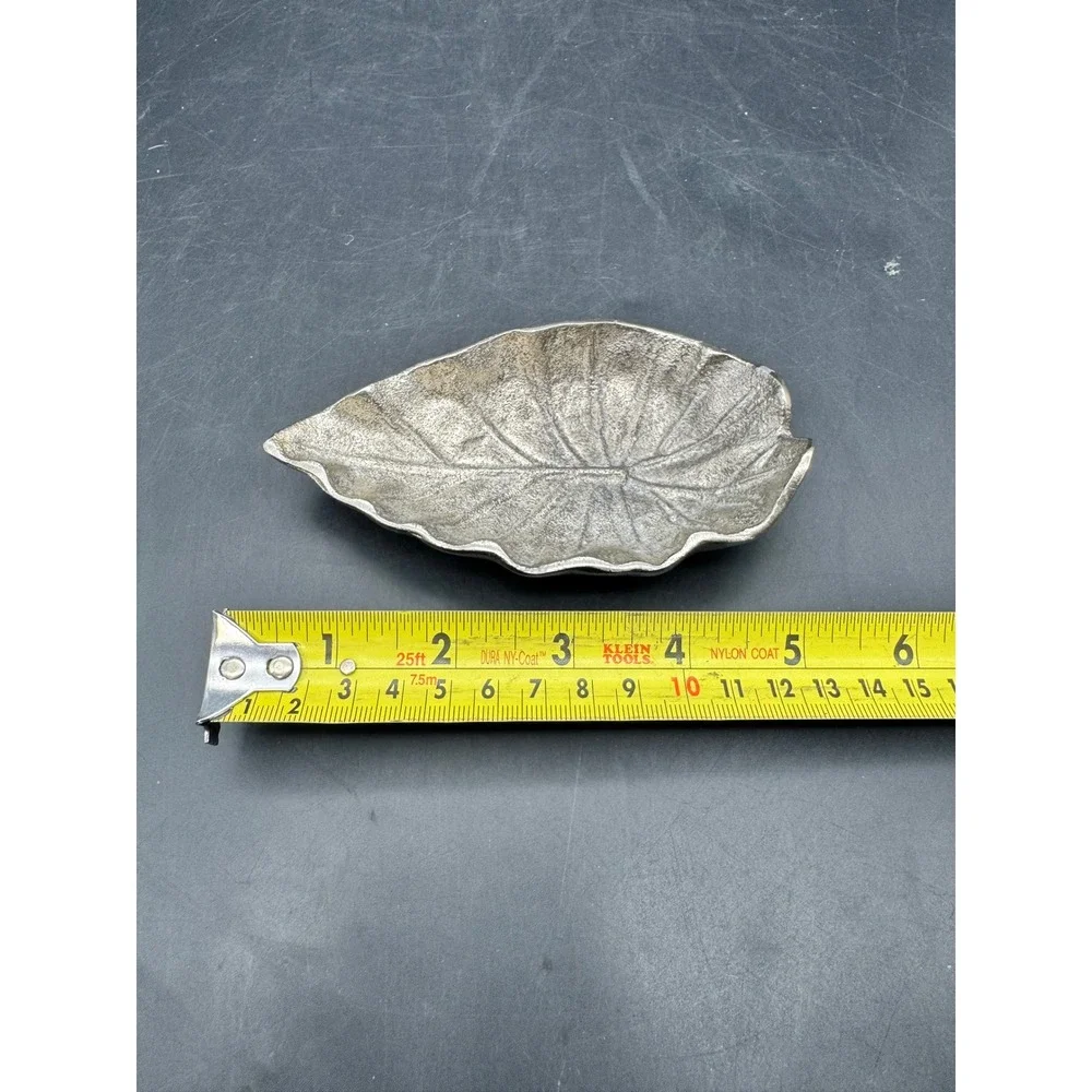 Tarro Aluminum Leaf Shaped Trinket Dish Tray Mid Century Modern 6